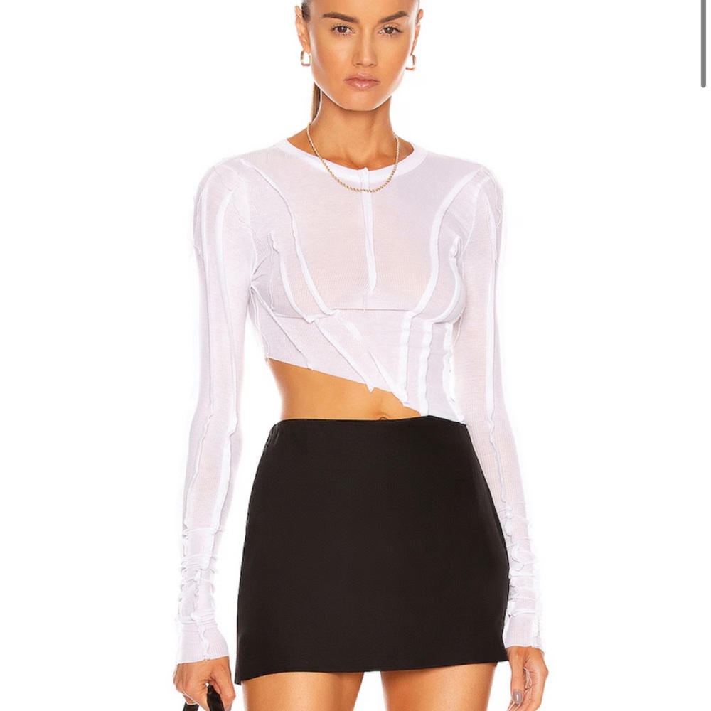 SAMI MIRO VINTAGE White Asymmetrical Crop Top